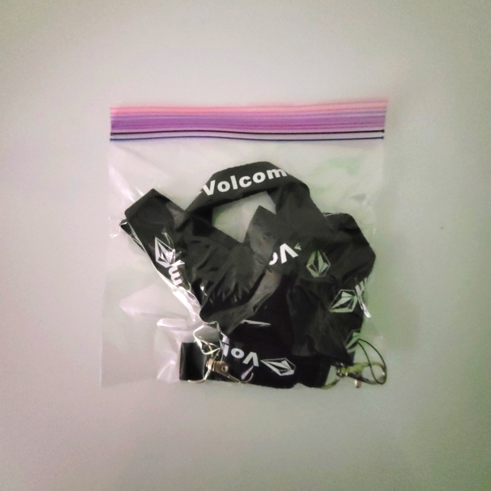2 Volcom Black One Size Lanyards & Vaccine Card H… - image 2